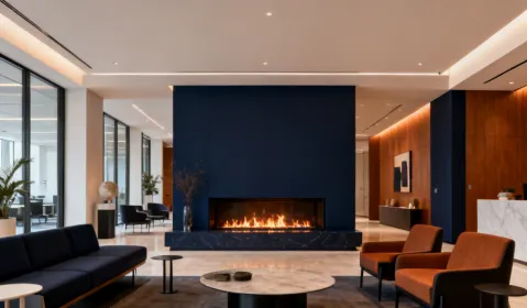 Commercial office gas fireplace
